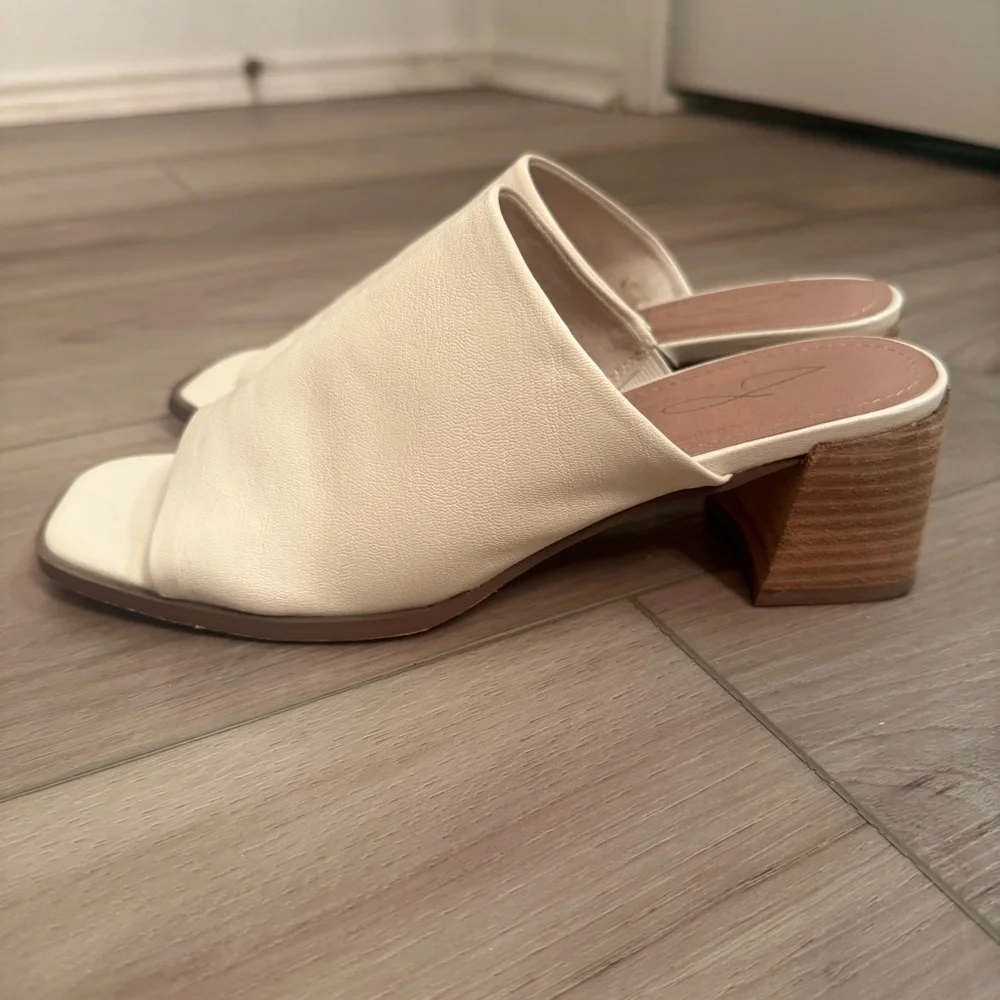 Joie| EUC Women’s Size 7.5 Cream Block Heel leather Mules - Picture 2 of 8